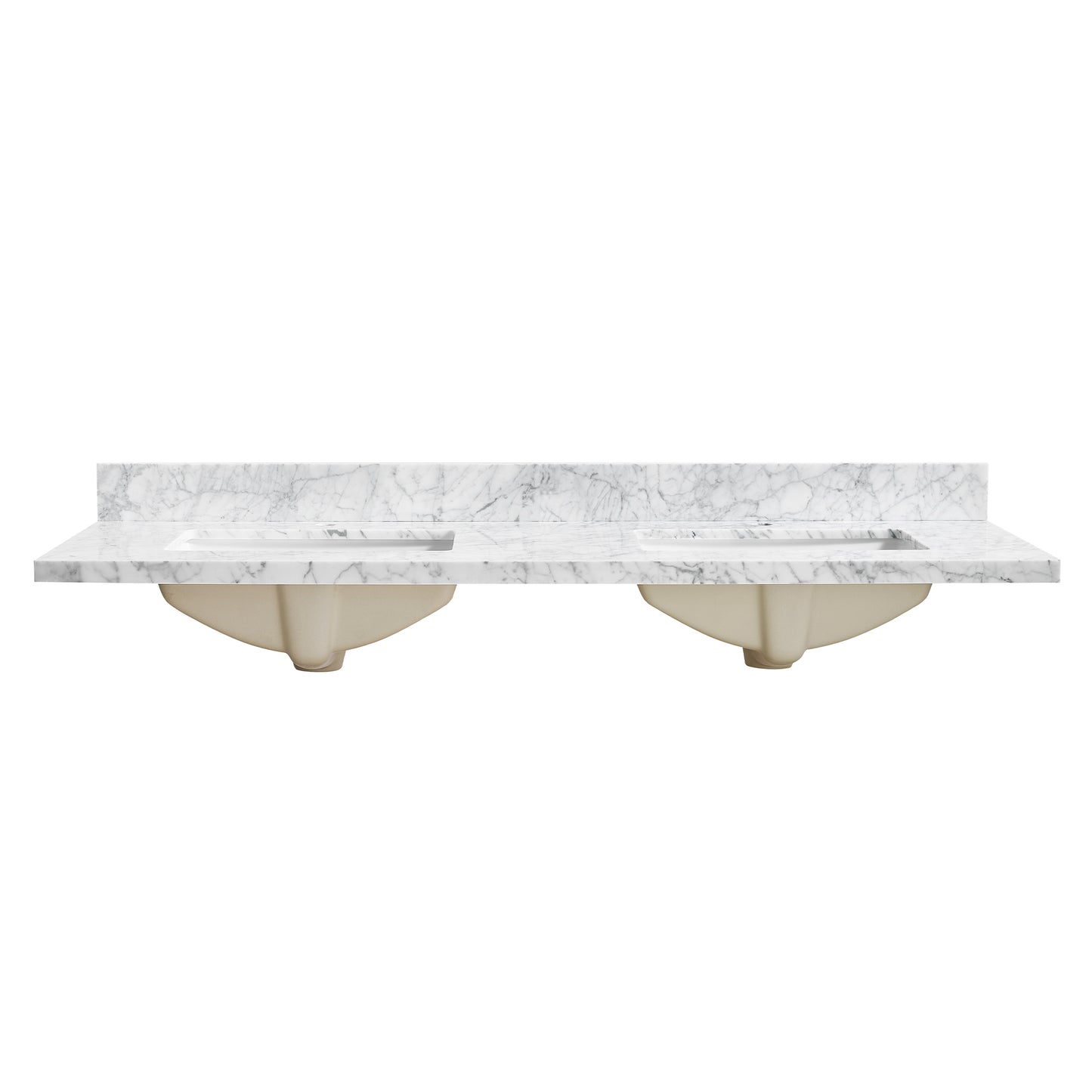 Zevio 61" W x 22" D Natural Marble Vanity Top in Carrara White with White Rectangular Single Sink