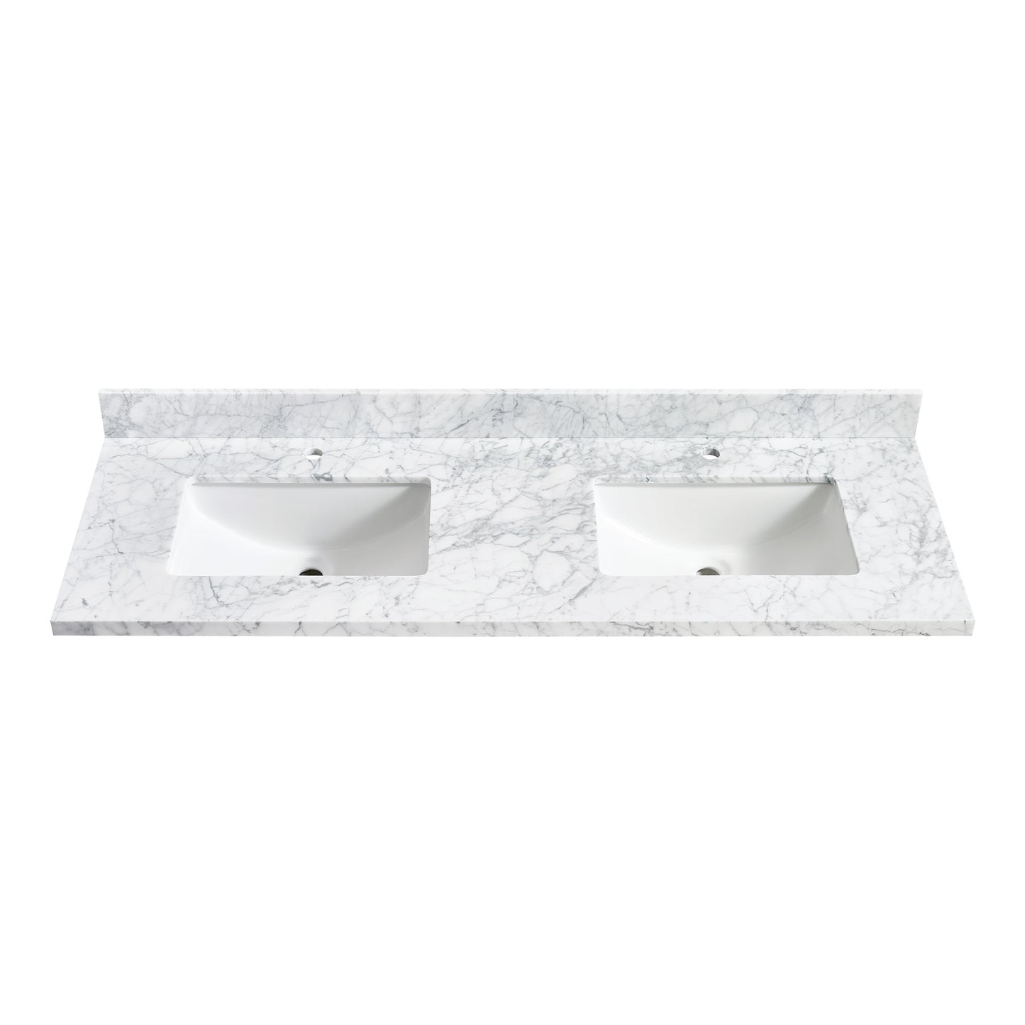 Zevio 61" W x 22" D Natural Marble Vanity Top in Carrara White with White Rectangular Single Sink
