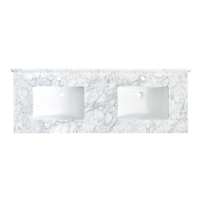 Zevio 61" W x 22" D Natural Marble Vanity Top in Carrara White with White Rectangular Single Sink