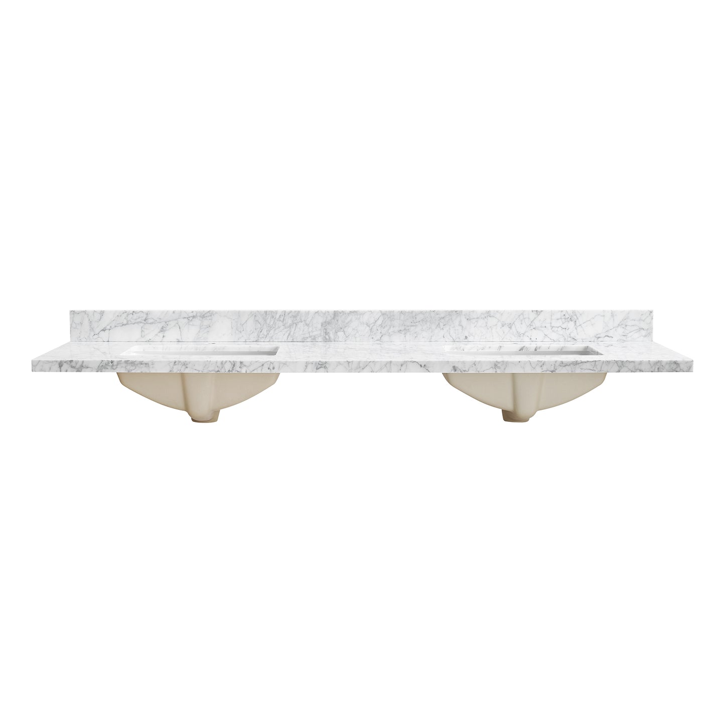 Zevio 72" W x 22" D Natural Marble Vanity Top in Carrara White with White Rectangular Single Sink