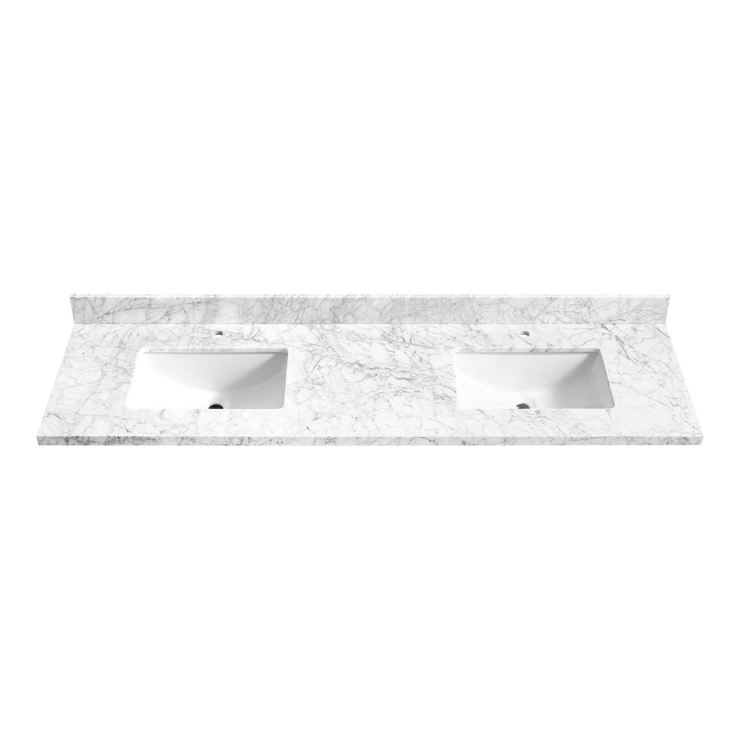 Zevio 72" W x 22" D Natural Marble Vanity Top in Carrara White with White Rectangular Single Sink
