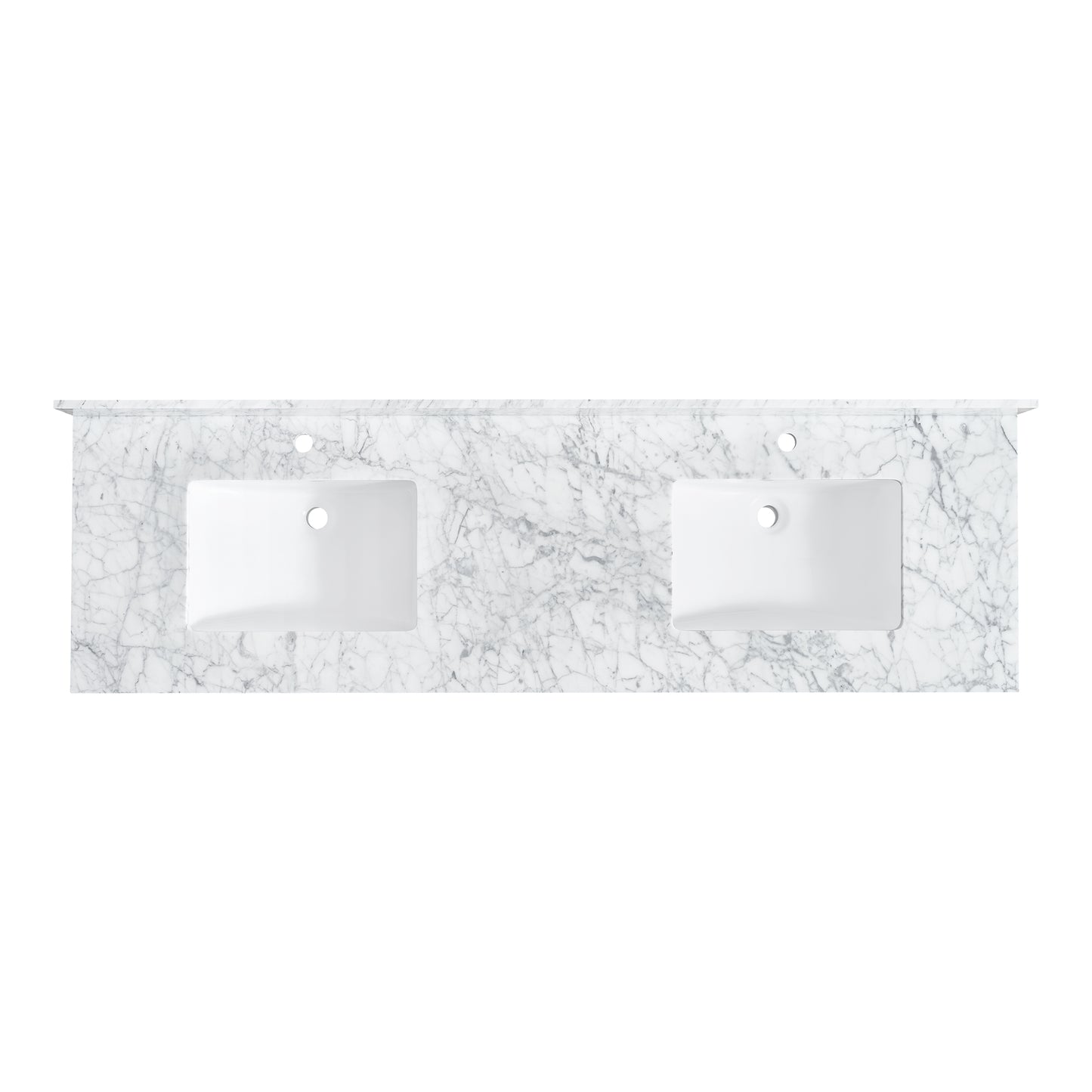 Zevio 72" W x 22" D Natural Marble Vanity Top in Carrara White with White Rectangular Single Sink