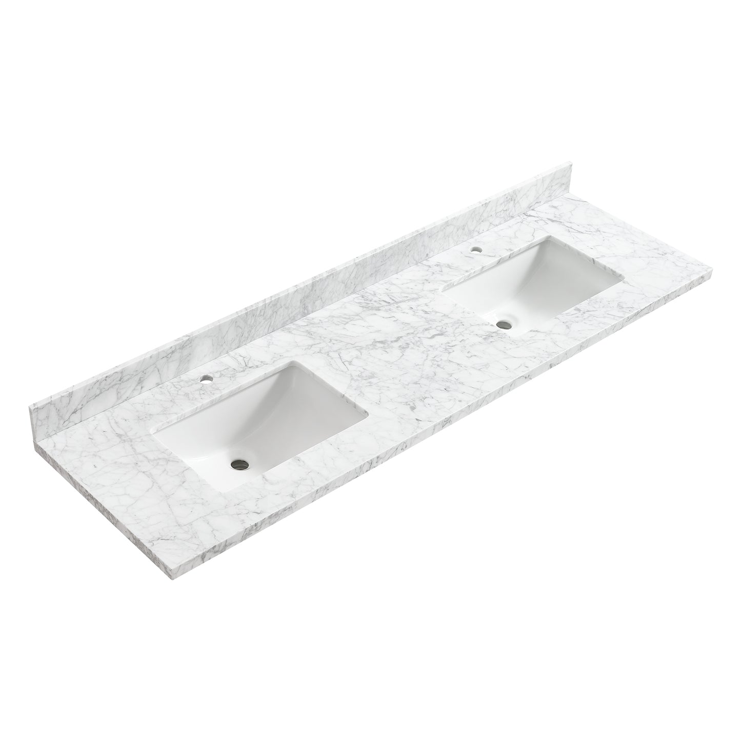 Zevio 72" W x 22" D Natural Marble Vanity Top in Carrara White with White Rectangular Single Sink