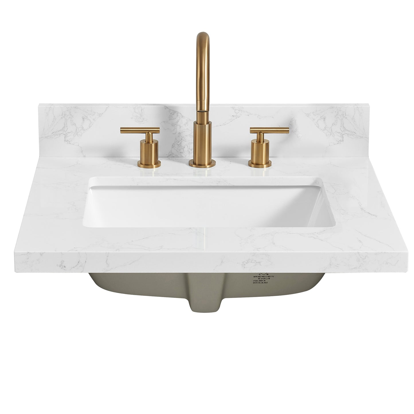 Jaen 25" W x 22" D Composite Stone Vanity Top in Grain White with White Rectangular Single Sink