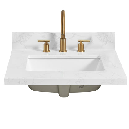 Jaen 25" W x 22" D Composite Stone Vanity Top in Grain White with White Rectangular Single Sink