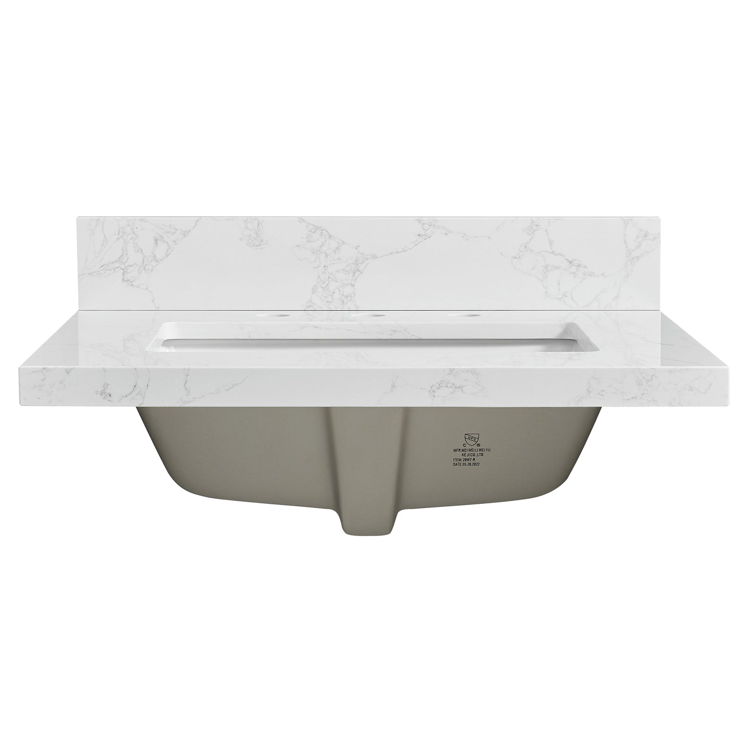 Jaen 25" W x 22" D Composite Stone Vanity Top in Grain White with White Rectangular Single Sink