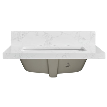 Jaen 25" W x 22" D Composite Stone Vanity Top in Grain White with White Rectangular Single Sink