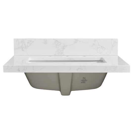 Jaen 25" W x 22" D Composite Stone Vanity Top in Grain White with White Rectangular Single Sink