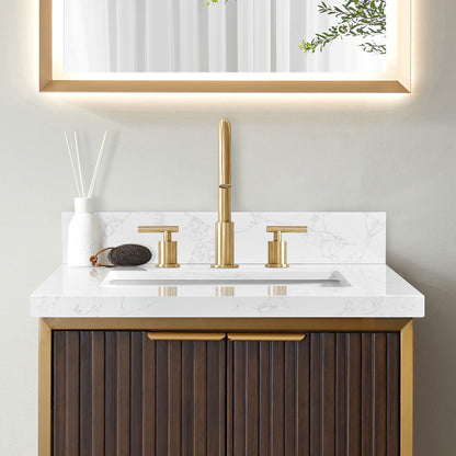Jaen 25" W x 22" D Composite Stone Vanity Top in Grain White with White Rectangular Single Sink
