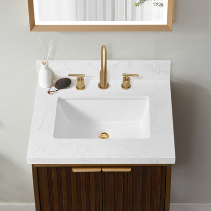 Jaen 25" W x 22" D Composite Stone Vanity Top in Grain White with White Rectangular Single Sink