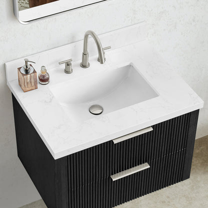 Jaen 31" W x 22" D Composite Stone Vanity Top in Grain White with White Rectangular Single Sink