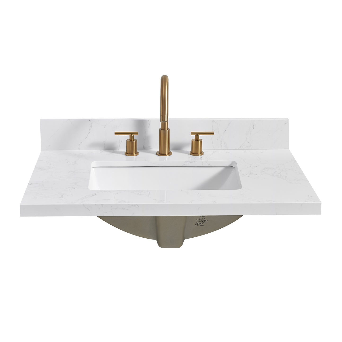 Jaen 31" W x 22" D Composite Stone Vanity Top in Grain White with White Rectangular Single Sink