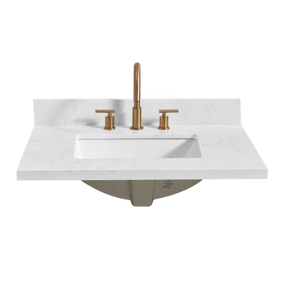 Jaen 31" W x 22" D Composite Stone Vanity Top in Grain White with White Rectangular Single Sink