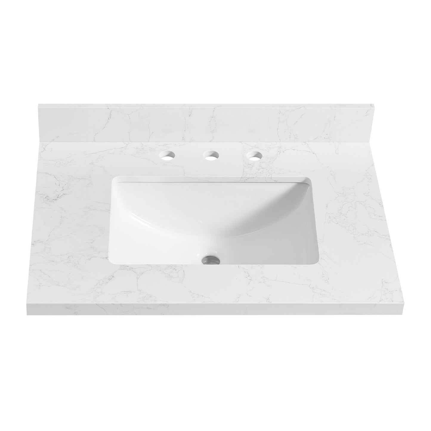 Jaen 31" W x 22" D Composite Stone Vanity Top in Grain White with White Rectangular Single Sink