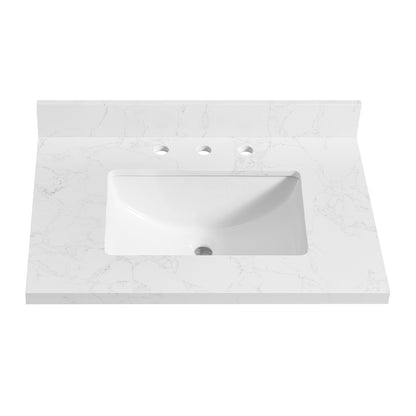 Jaen 31" W x 22" D Composite Stone Vanity Top in Grain White with White Rectangular Single Sink