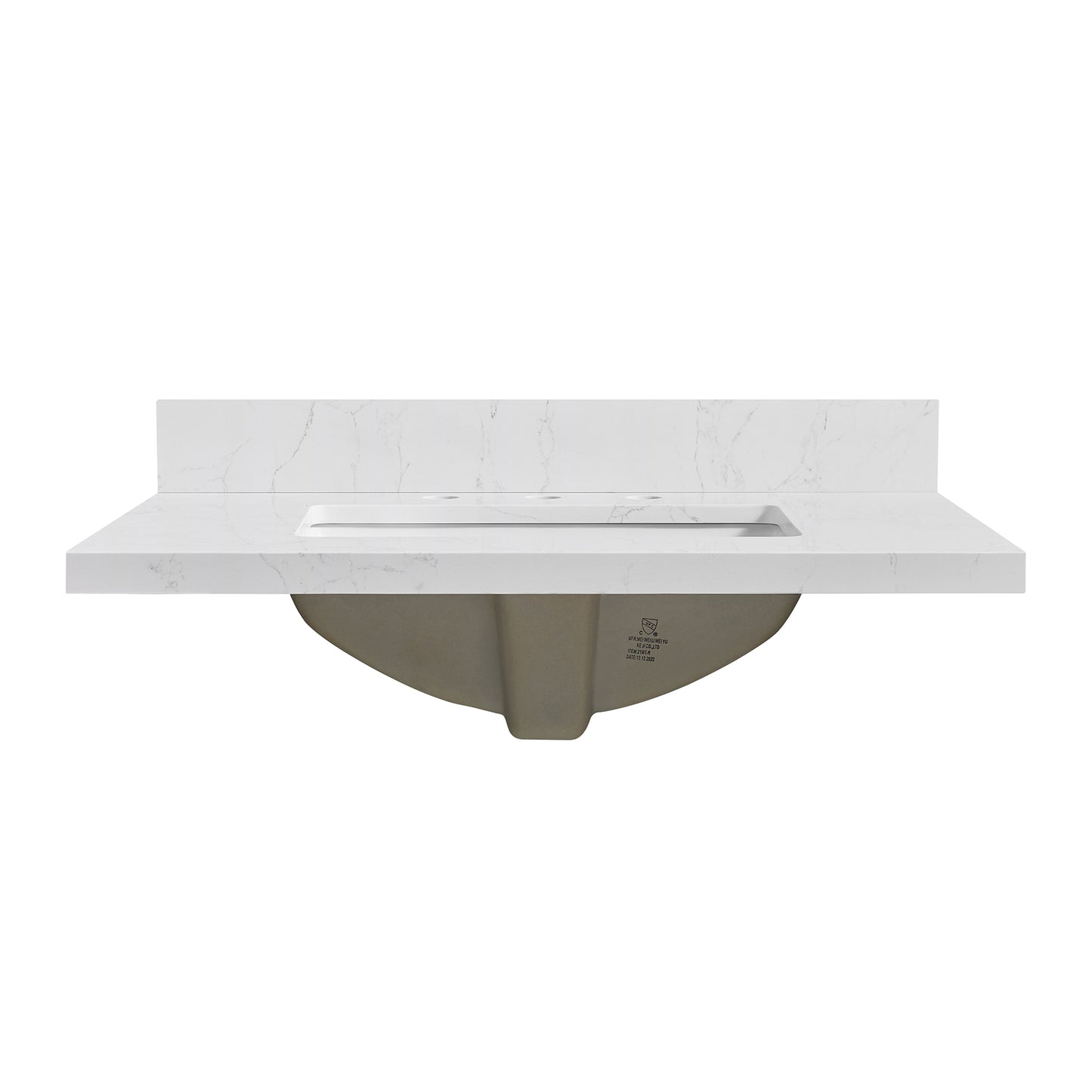 Jaen 31" W x 22" D Composite Stone Vanity Top in Grain White with White Rectangular Single Sink