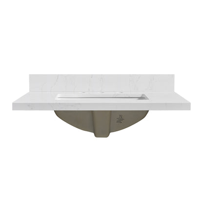 Jaen 31" W x 22" D Composite Stone Vanity Top in Grain White with White Rectangular Single Sink