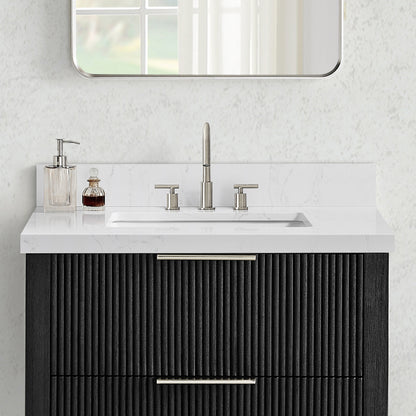 Jaen 31" W x 22" D Composite Stone Vanity Top in Grain White with White Rectangular Single Sink