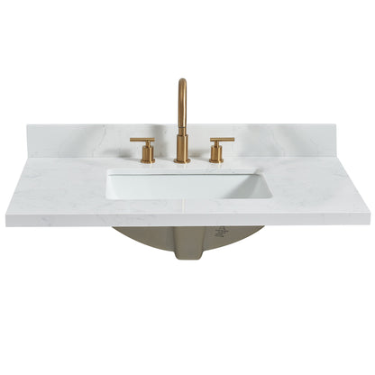 Jaen 37" W x 22" D Composite Stone Vanity Top in Grain White with White Rectangular Single Sink