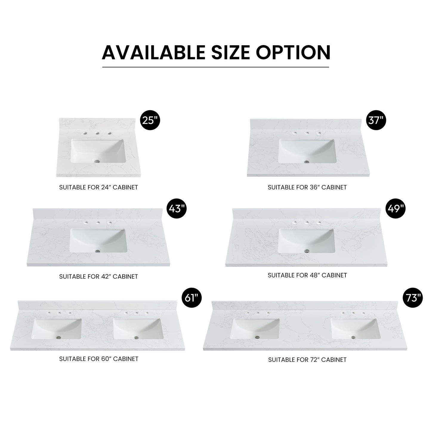 Jaen 37" W x 22" D Composite Stone Vanity Top in Grain White with White Rectangular Single Sink