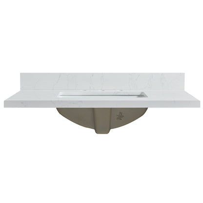 Jaen 37" W x 22" D Composite Stone Vanity Top in Grain White with White Rectangular Single Sink