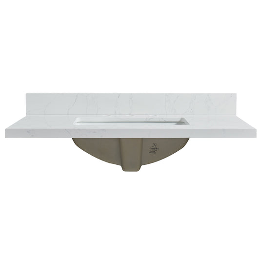 Jaen 37" W x 22" D Composite Stone Vanity Top in Grain White with White Rectangular Single Sink