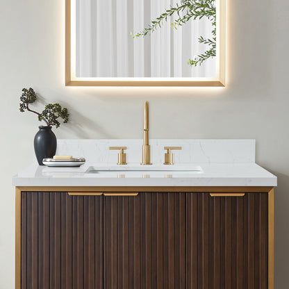 Jaen 37" W x 22" D Composite Stone Vanity Top in Grain White with White Rectangular Single Sink