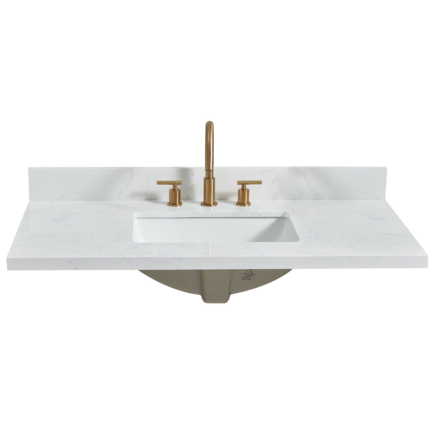 Jaen 43" W x 22" D Composite Stone Vanity Top in Grain White with White Rectangular Single Sink