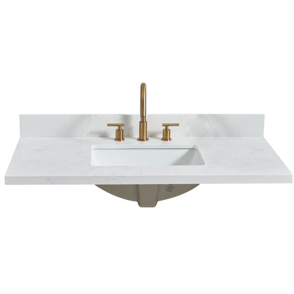 Jaen 43" W x 22" D Composite Stone Vanity Top in Grain White with White Rectangular Single Sink