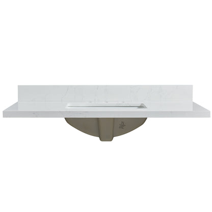 Jaen 43" W x 22" D Composite Stone Vanity Top in Grain White with White Rectangular Single Sink