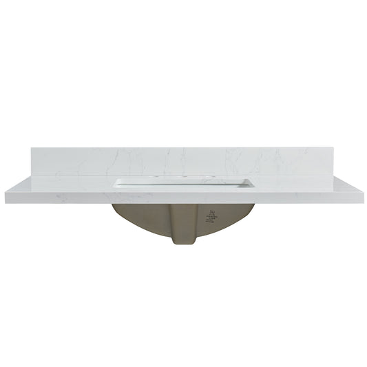 Jaen 43" W x 22" D Composite Stone Vanity Top in Grain White with White Rectangular Single Sink
