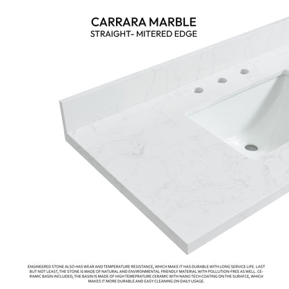 Jaen 43" W x 22" D Composite Stone Vanity Top in Grain White with White Rectangular Single Sink