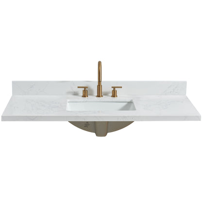 Jaen 49" W x 22" D Composite Stone Vanity Top in Grain White with White Rectangular Single Sink