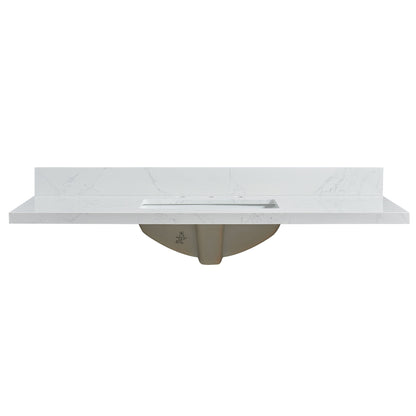 Jaen 49" W x 22" D Composite Stone Vanity Top in Grain White with White Rectangular Single Sink