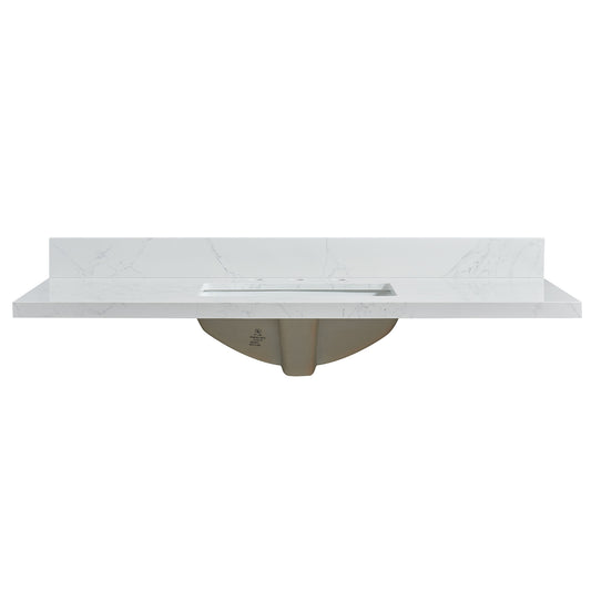 Jaen 49" W x 22" D Composite Stone Vanity Top in Grain White with White Rectangular Single Sink