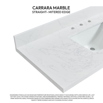 Jaen 49" W x 22" D Composite Stone Vanity Top in Grain White with White Rectangular Single Sink