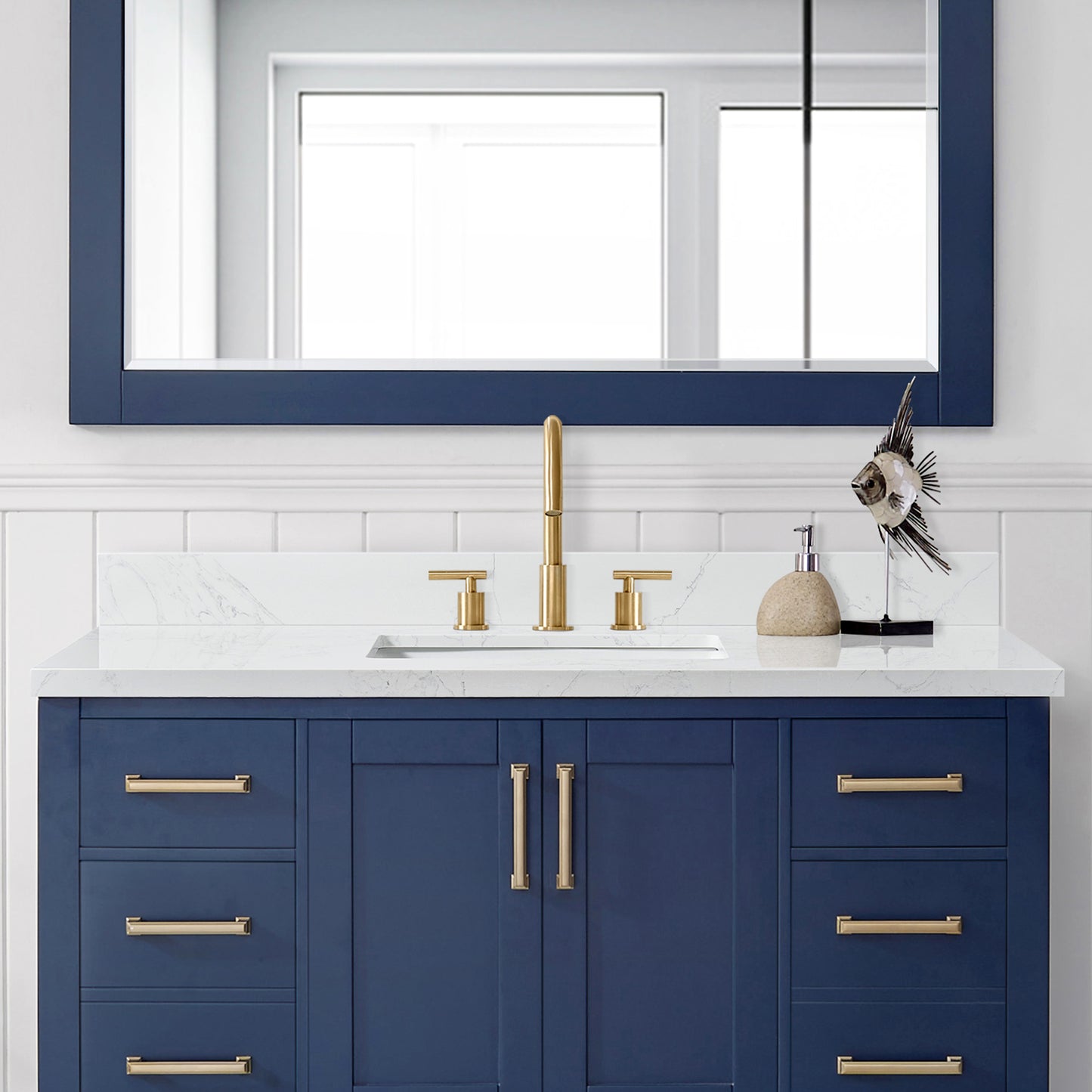 Jaen 49" W x 22" D Composite Stone Vanity Top in Grain White with White Rectangular Single Sink