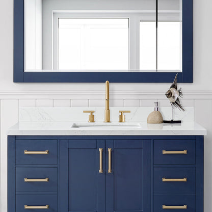 Jaen 49" W x 22" D Composite Stone Vanity Top in Grain White with White Rectangular Single Sink