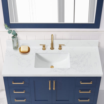 Jaen 49" W x 22" D Composite Stone Vanity Top in Grain White with White Rectangular Single Sink