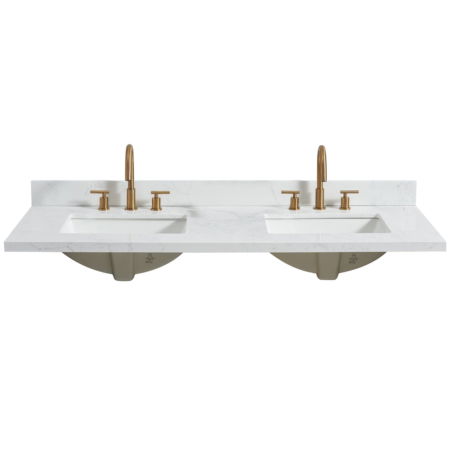Jaen 61" W x 22" D Composite Stone Vanity Top in Grain White with White Rectangular Double Sink