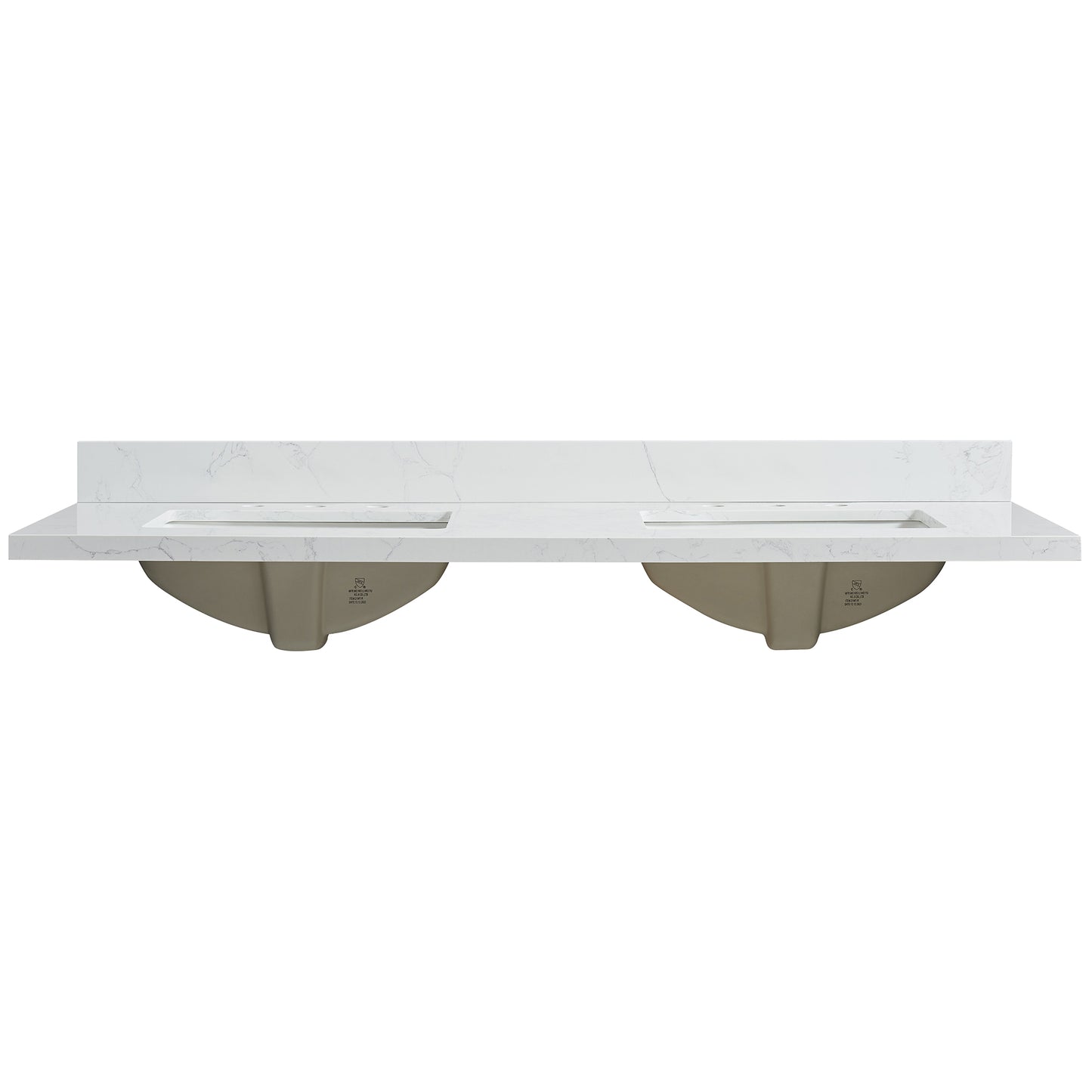 Jaen 61" W x 22" D Composite Stone Vanity Top in Grain White with White Rectangular Double Sink