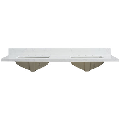 Jaen 61" W x 22" D Composite Stone Vanity Top in Grain White with White Rectangular Double Sink