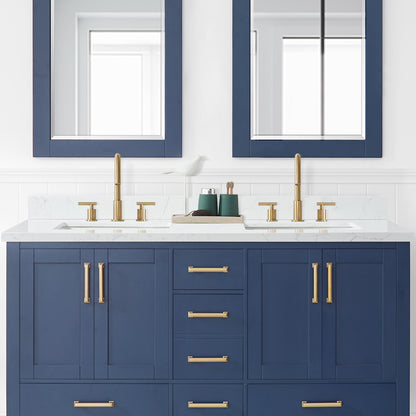 Jaen 61" W x 22" D Composite Stone Vanity Top in Grain White with White Rectangular Double Sink