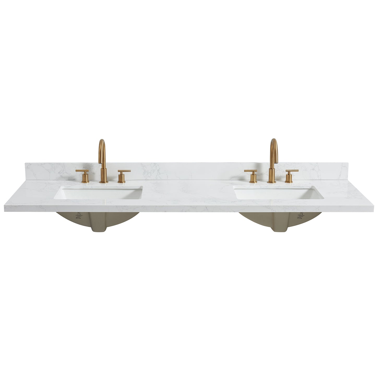 Jaen 73" W x 22" D Composite Stone Vanity Top in Grain White with White Rectangular Double Sink