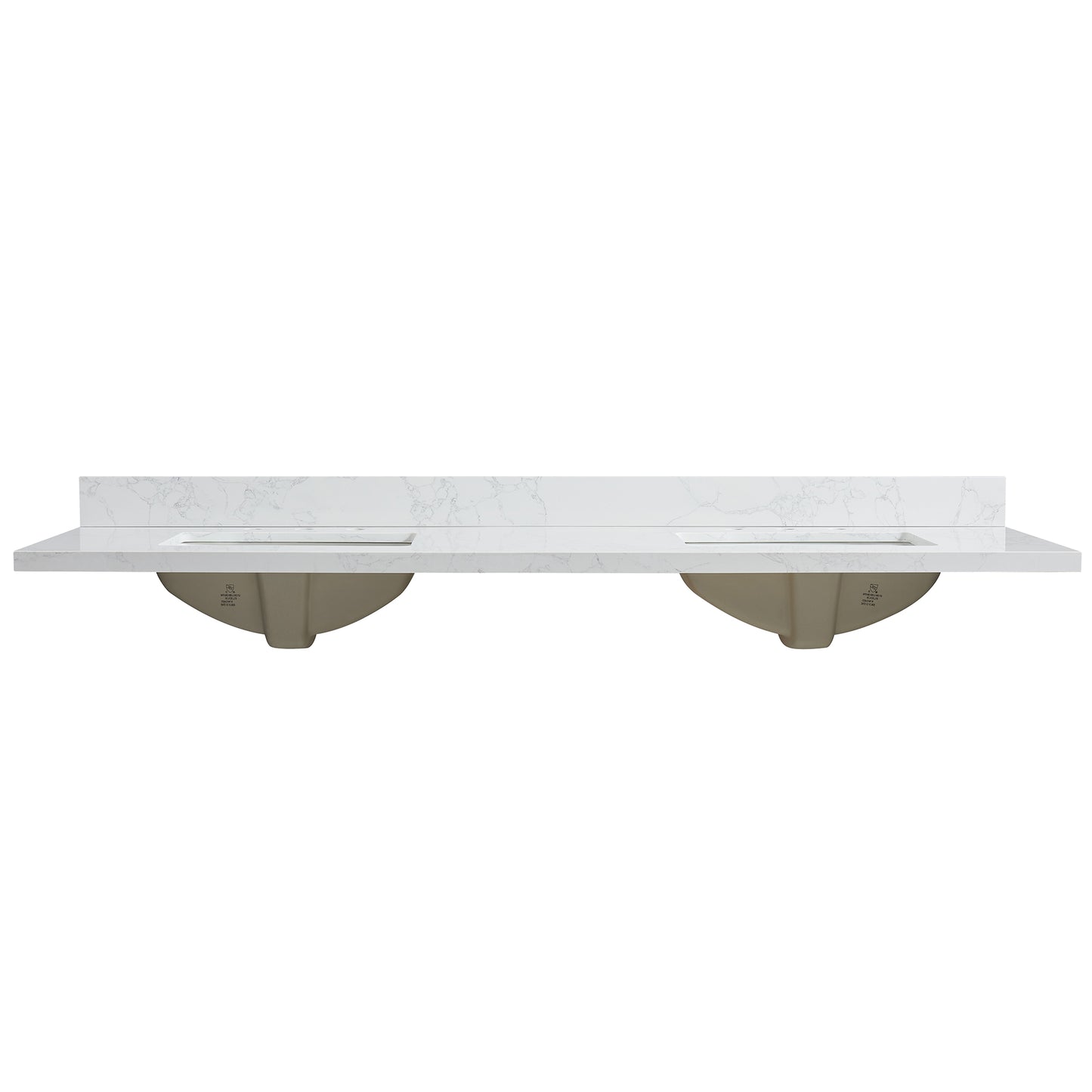 Jaen 73" W x 22" D Composite Stone Vanity Top in Grain White with White Rectangular Double Sink