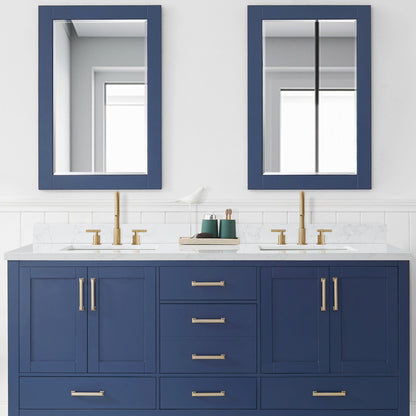 Jaen 73" W x 22" D Composite Stone Vanity Top in Grain White with White Rectangular Double Sink