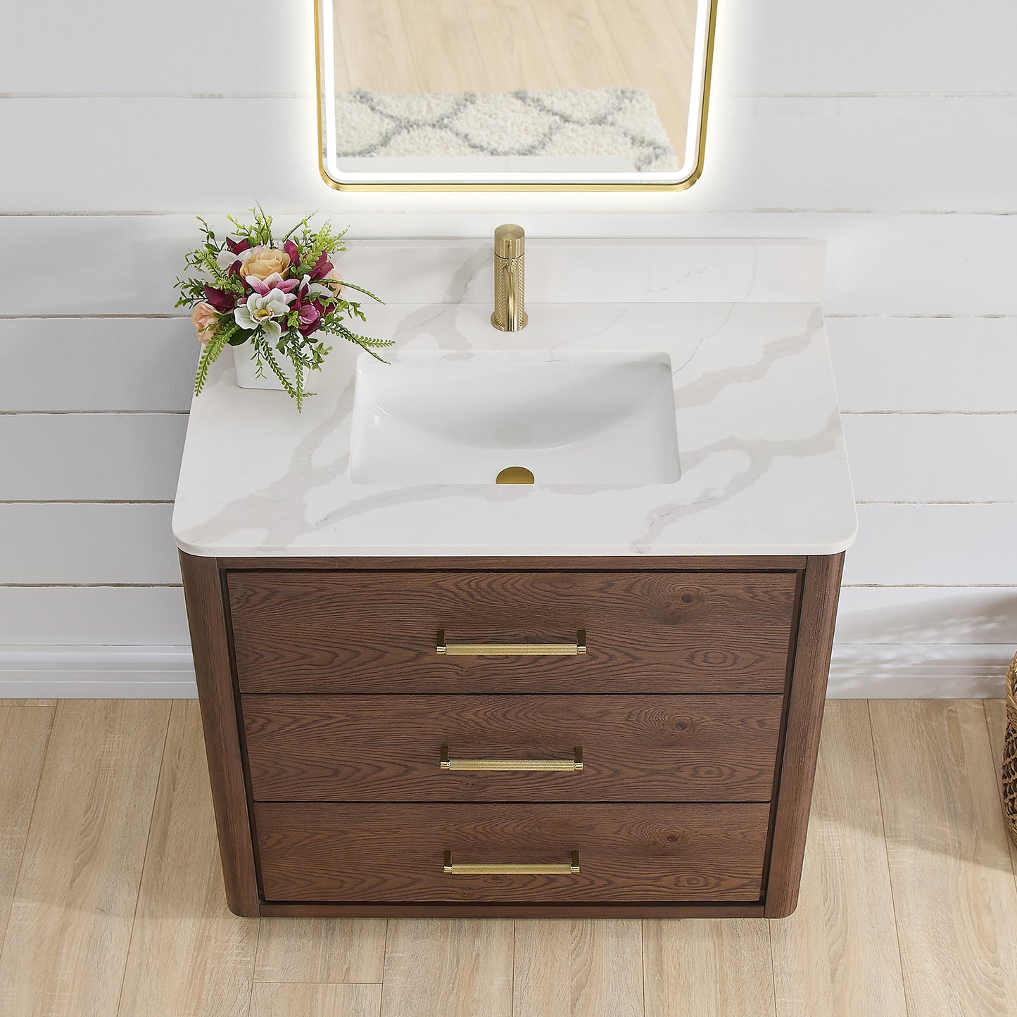 Porto 36" Free-standing Single Bath Vanity in Aged Dark Brown Oak