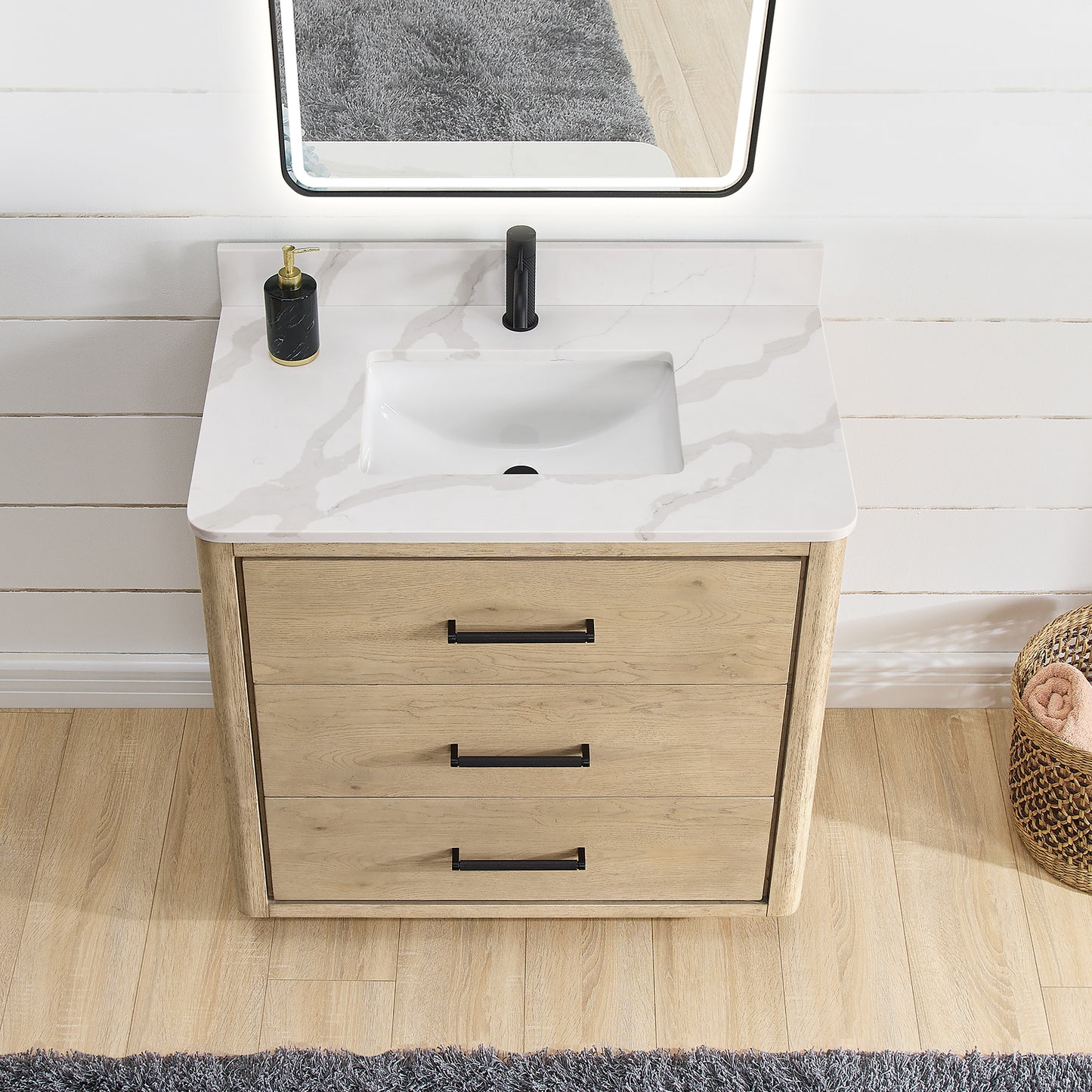 Porto 36" Free-standing Single Bath Vanity in Aged Natural Oak