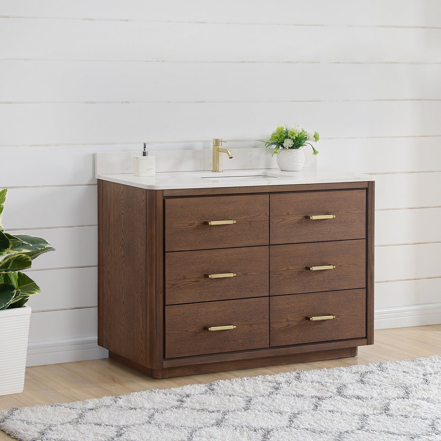 Porto 48" Free-standing Single Bath Vanity in Aged Dark Brown Oak