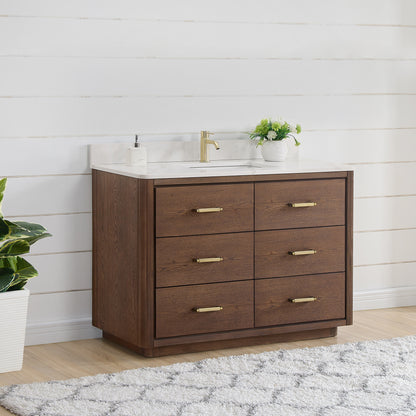 Porto 48" Free-standing Single Bath Vanity in Aged Dark Brown Oak
